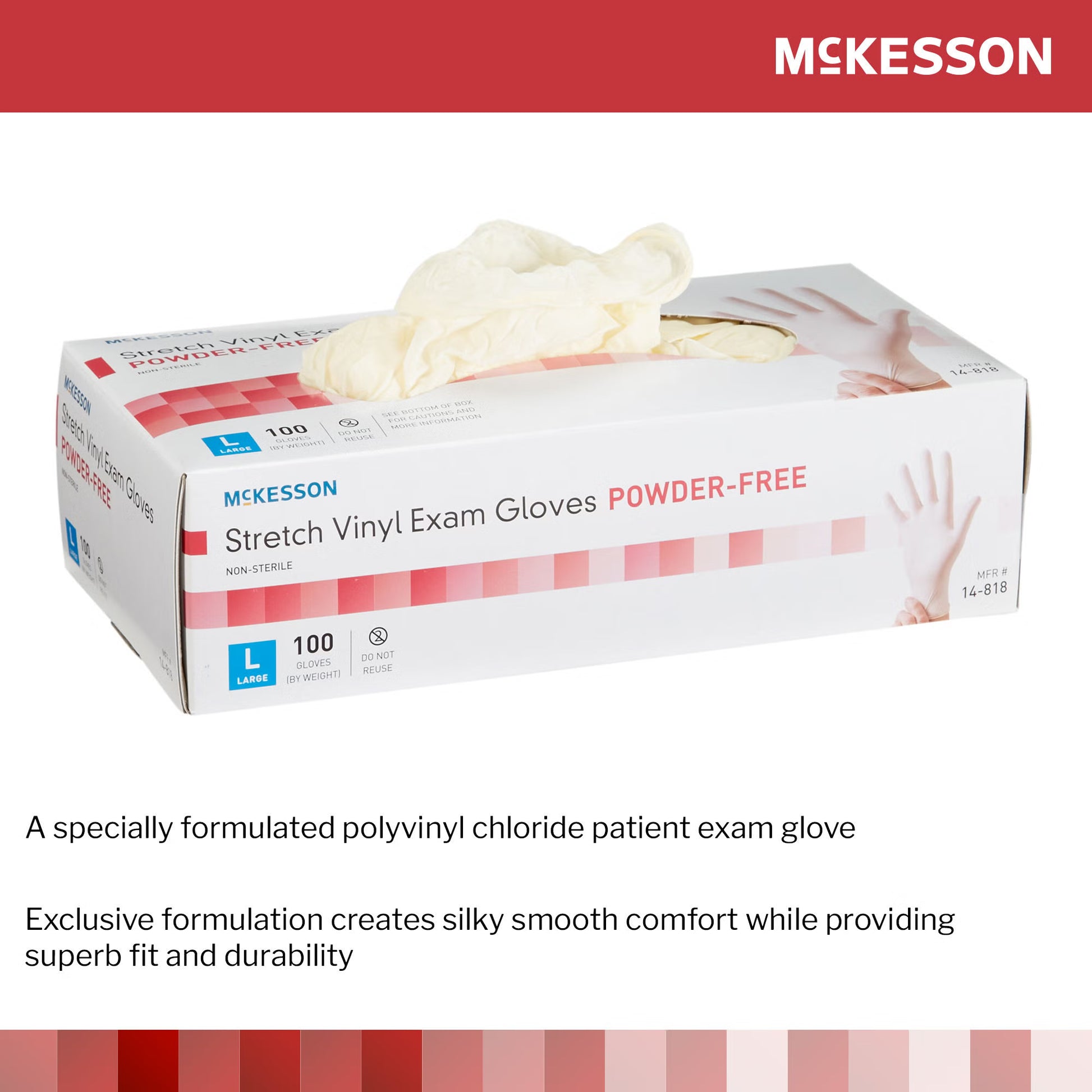 McKesson Stretch Vinyl Exam Glove, Large, Ivory