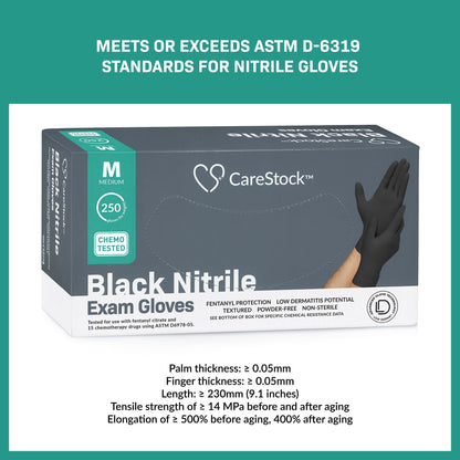 CareStock™ Nitrile Exam Glove, Medium, Black