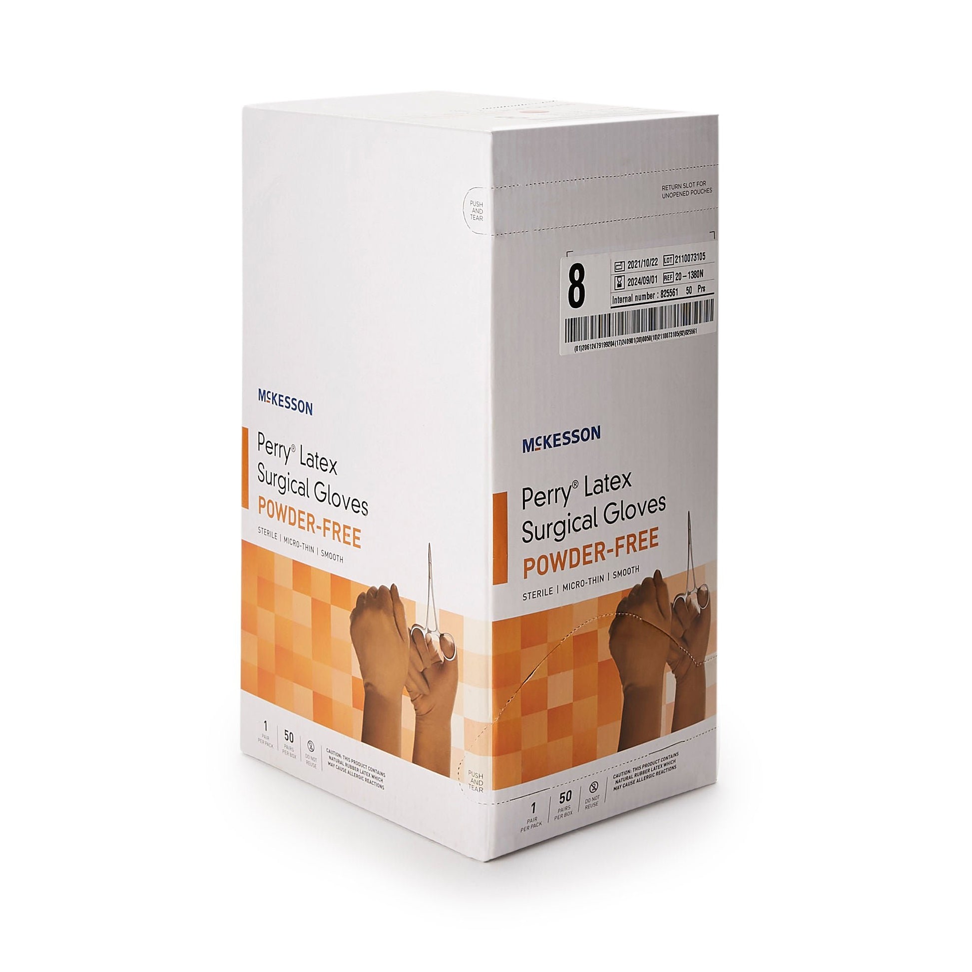 McKesson Perry® Latex Surgical Glove, Size 8, Brown