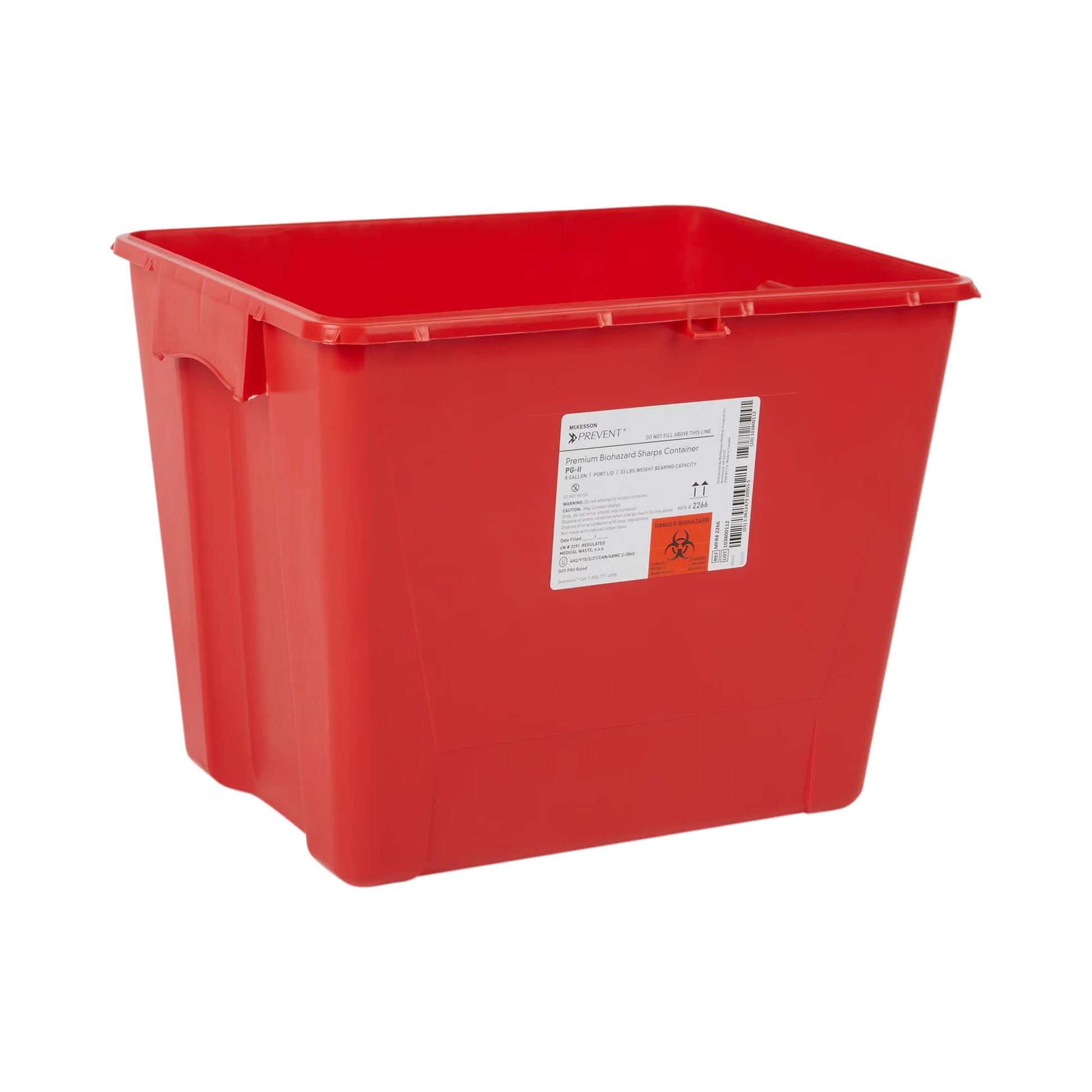 McKesson Prevent® Sharps Container, 8 Gallon, 13-1/2 x 17-3/10 x 13 Inch
