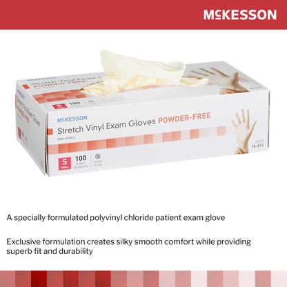 McKesson Stretch Vinyl Exam Glove, Small, Ivory