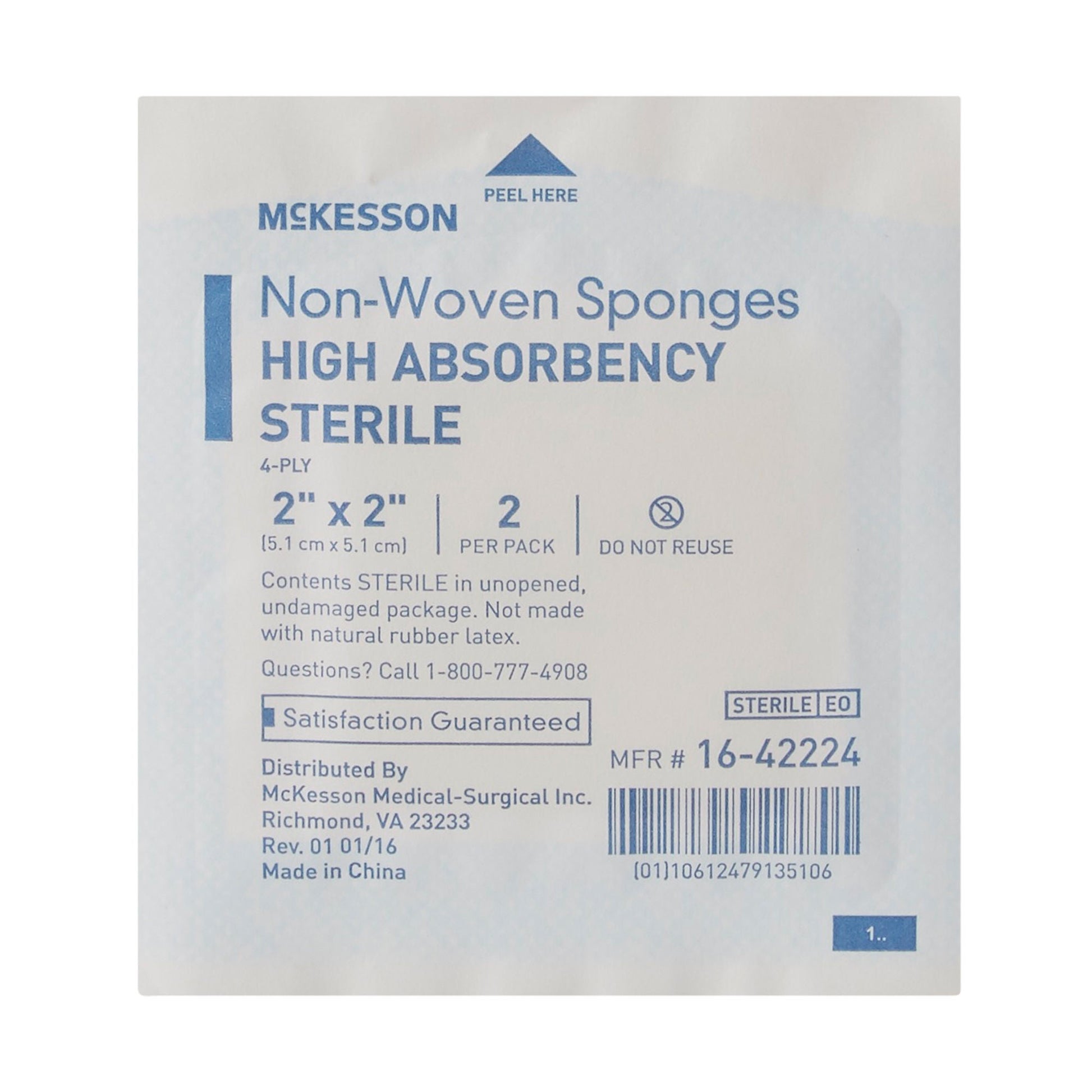 McKesson Sterile Nonwoven Sponge, 2 x 2 Inch, Four Ply