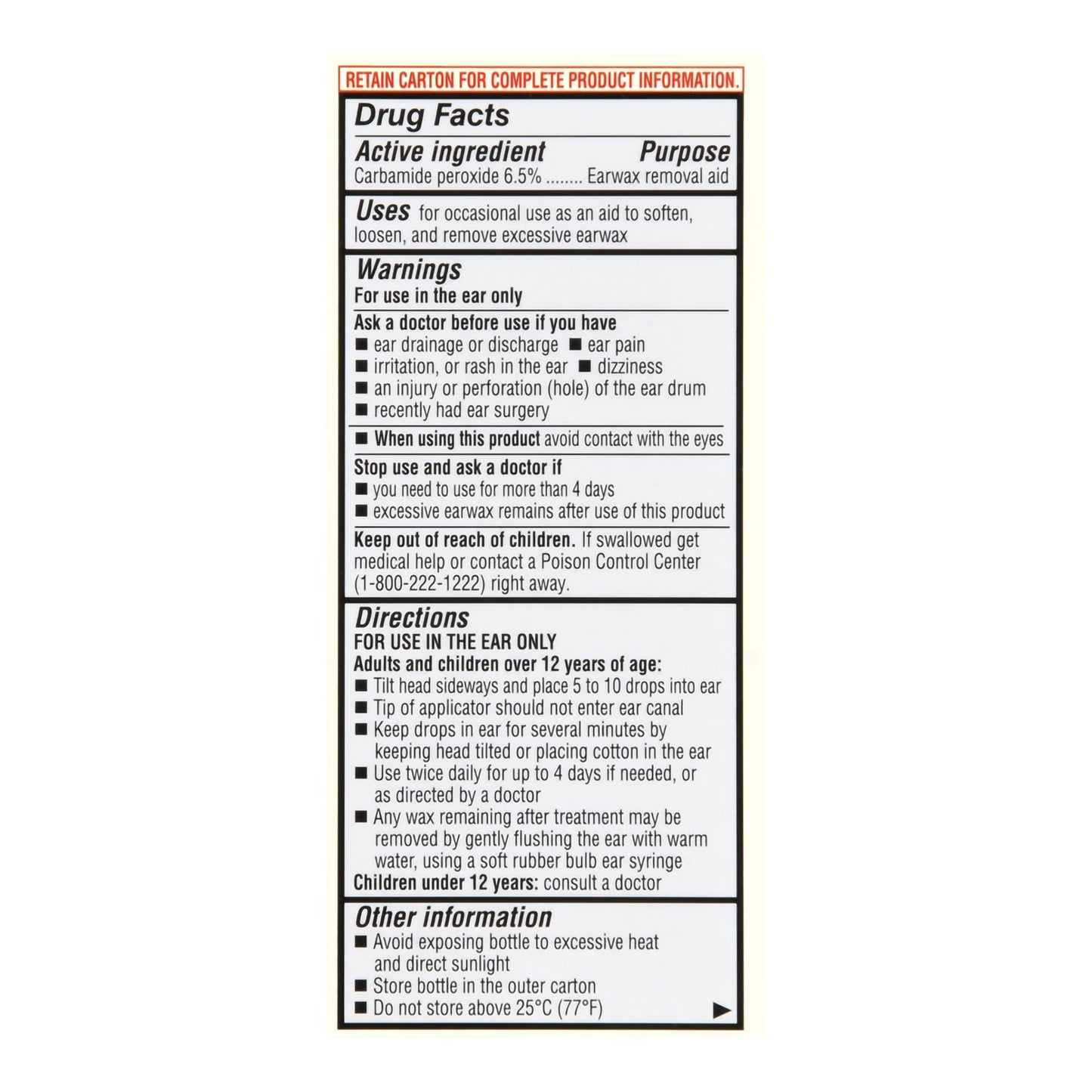 Foster & Thrive™ Earwax Removal Drops Carbamide Peroxide 6.5%, 0.5 Ounce
