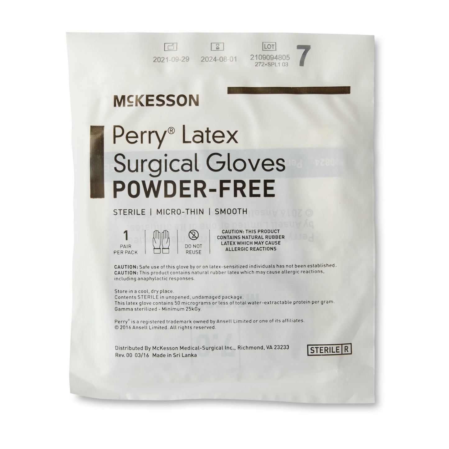 McKesson Perry® Latex Surgical Glove, Size 7, Brown