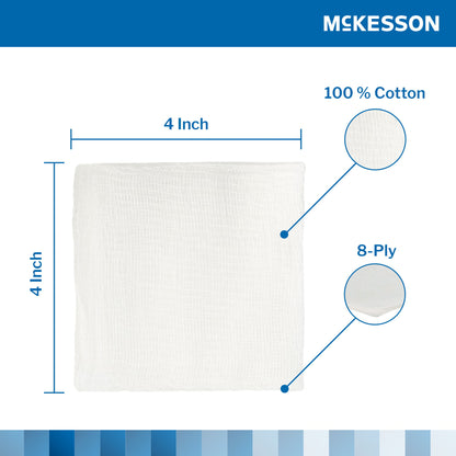 McKesson Sterile Gauze Sponge, 4 x 4 Inch, 8-Ply
