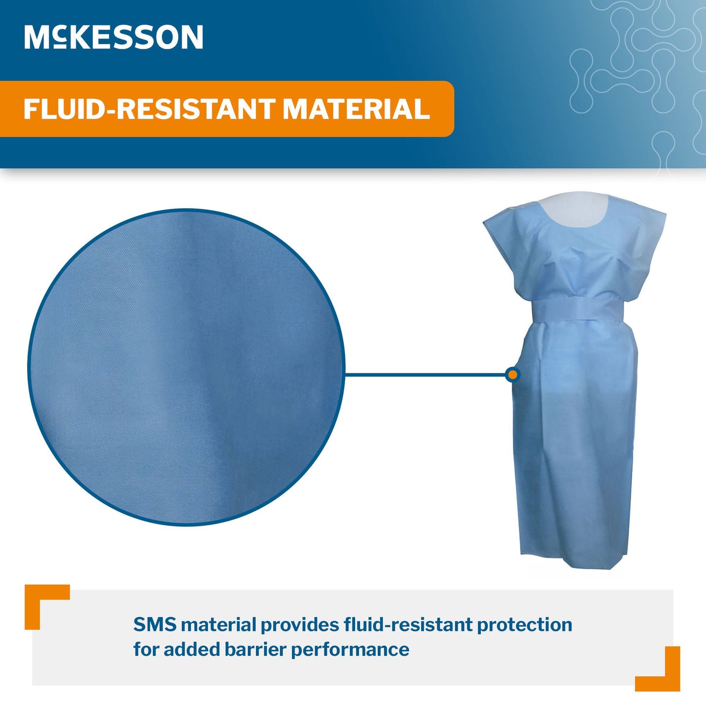 McKesson SMS Fluid Resistant Exam Gown, One Size Fits Most
