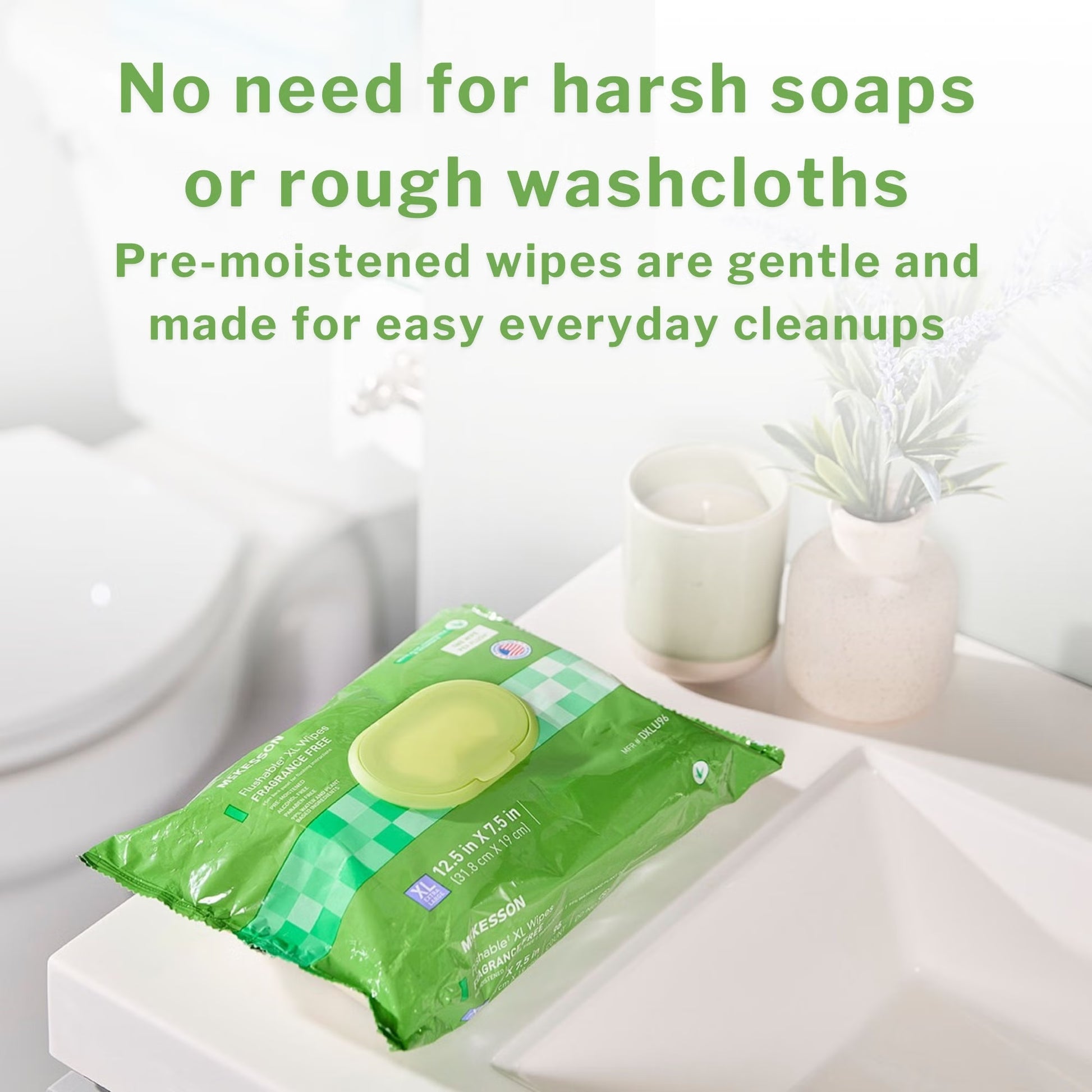 McKesson Flushable* Wet Wipes XL - Scented, 48 Wet Wipes per Pack