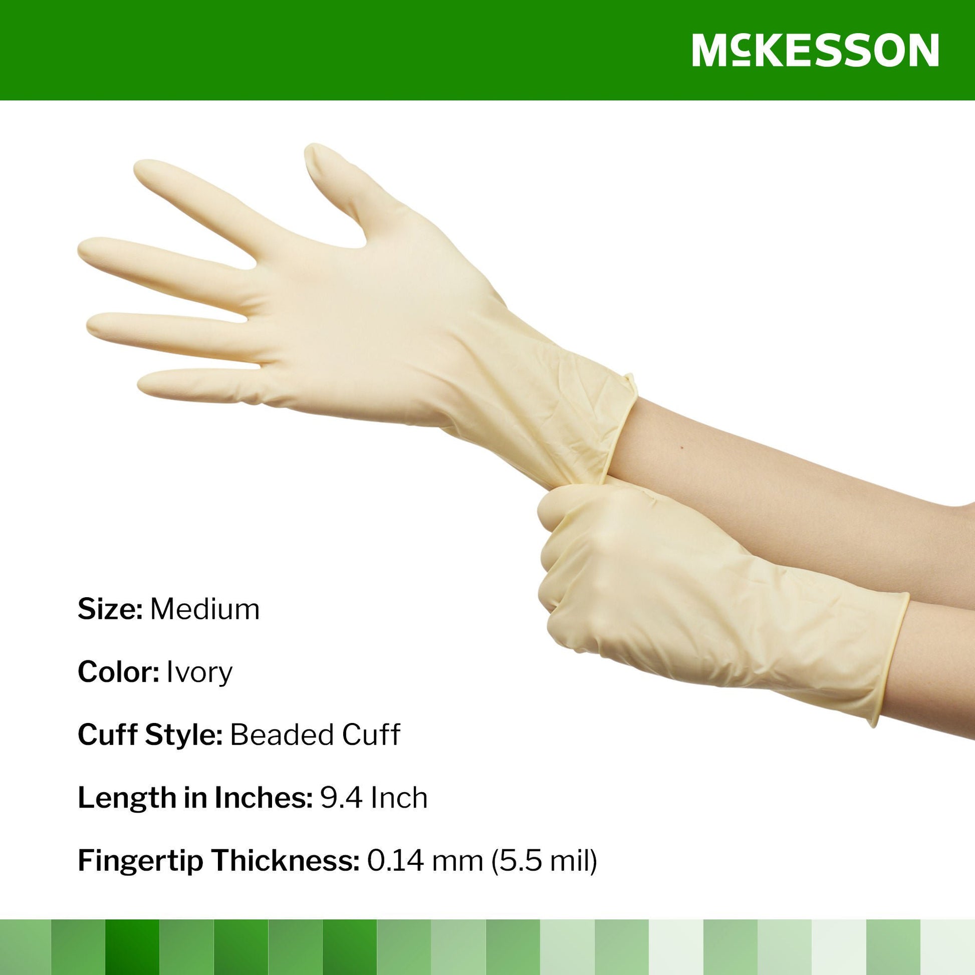 McKesson Confiderm® Latex Exam Glove, Medium, Ivory