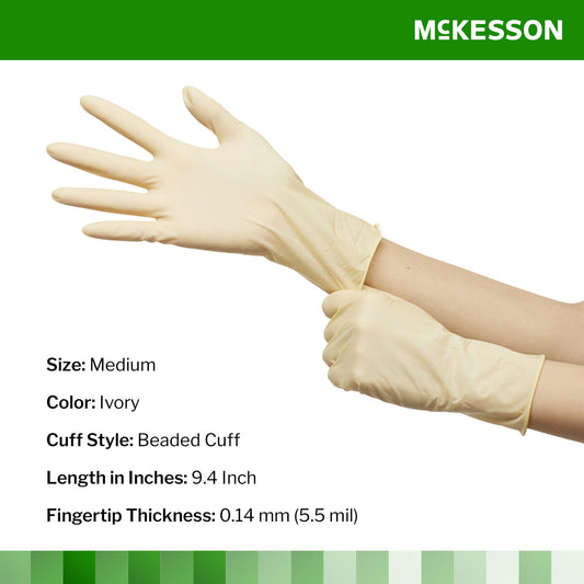 McKesson Confiderm® Latex Exam Glove, Medium, Ivory