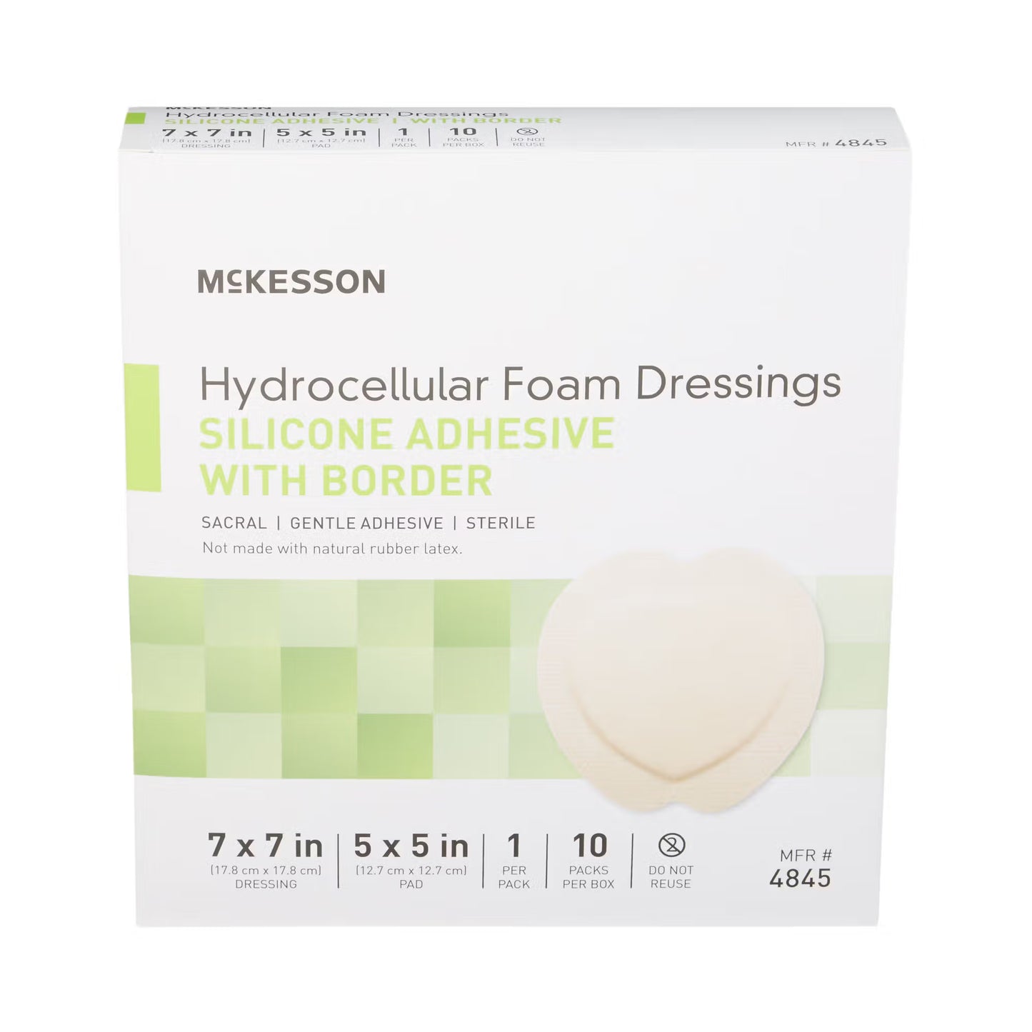 McKesson Silicone Adhesive with Border Silicone Foam Dressing, 7 x 7 Inch Sacral