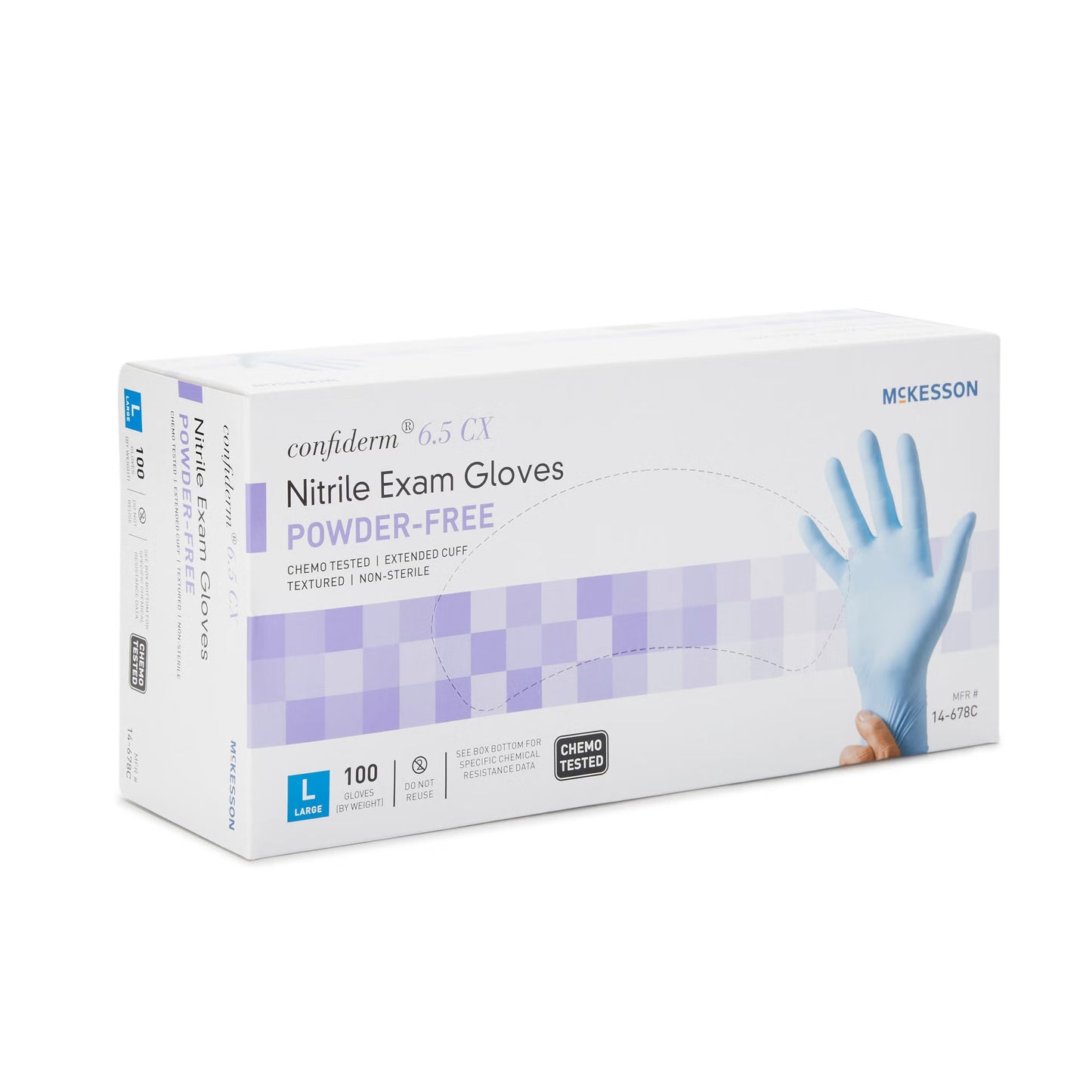 McKesson Confiderm® 6.5CX Nitrile Extended Cuff Length Exam Glove, Large, Blue