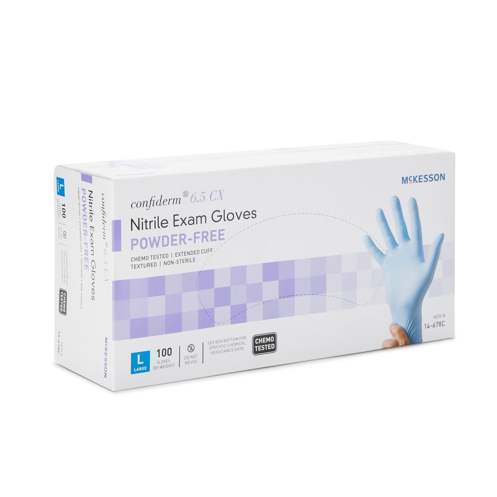 McKesson Confiderm® 6.5CX Nitrile Extended Cuff Length Exam Glove, Large, Blue