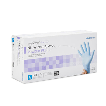 McKesson Confiderm® 6.5CX Nitrile Extended Cuff Length Exam Glove, Large, Blue