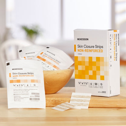 McKesson Nonreinforced Skin Closure Strip, 1/4 x 1-1/2 Inch