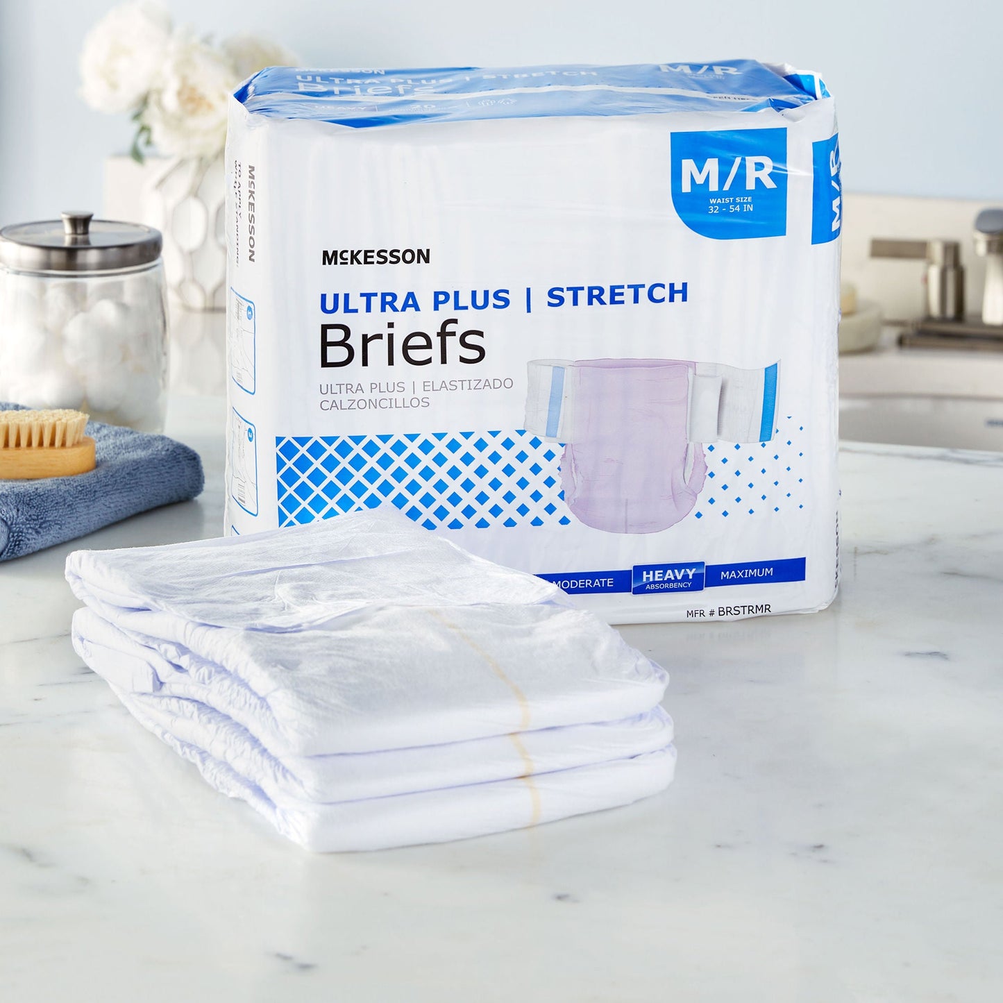McKesson Ultra Plus Stretch Heavy Absorbency Incontinence Brief, Medium/Regular