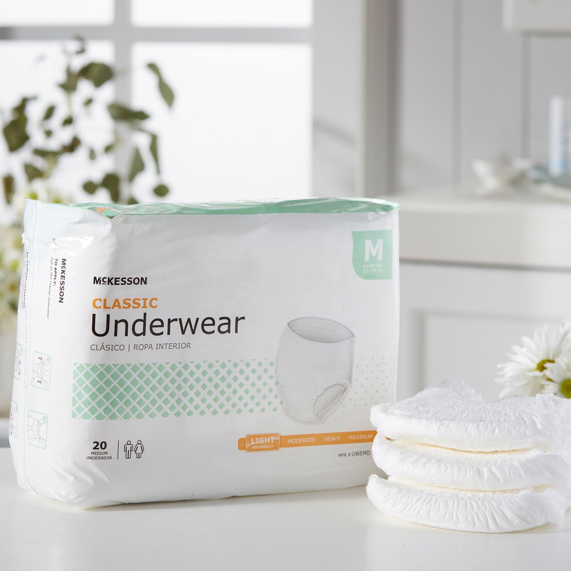 McKesson Classic Light Absorbency Incontinence Underwear, Medium