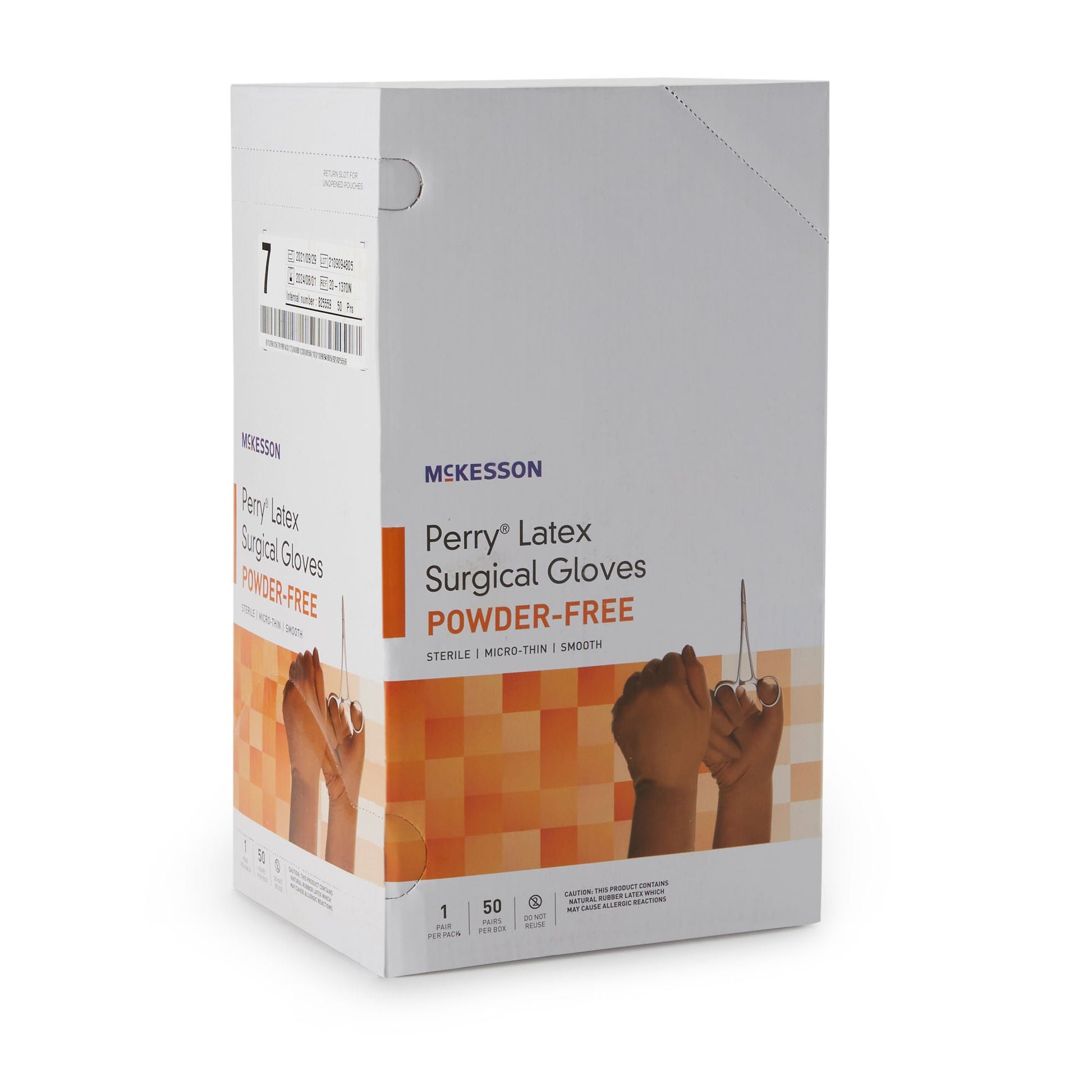 McKesson Perry® Latex Surgical Glove, Size 7, Brown