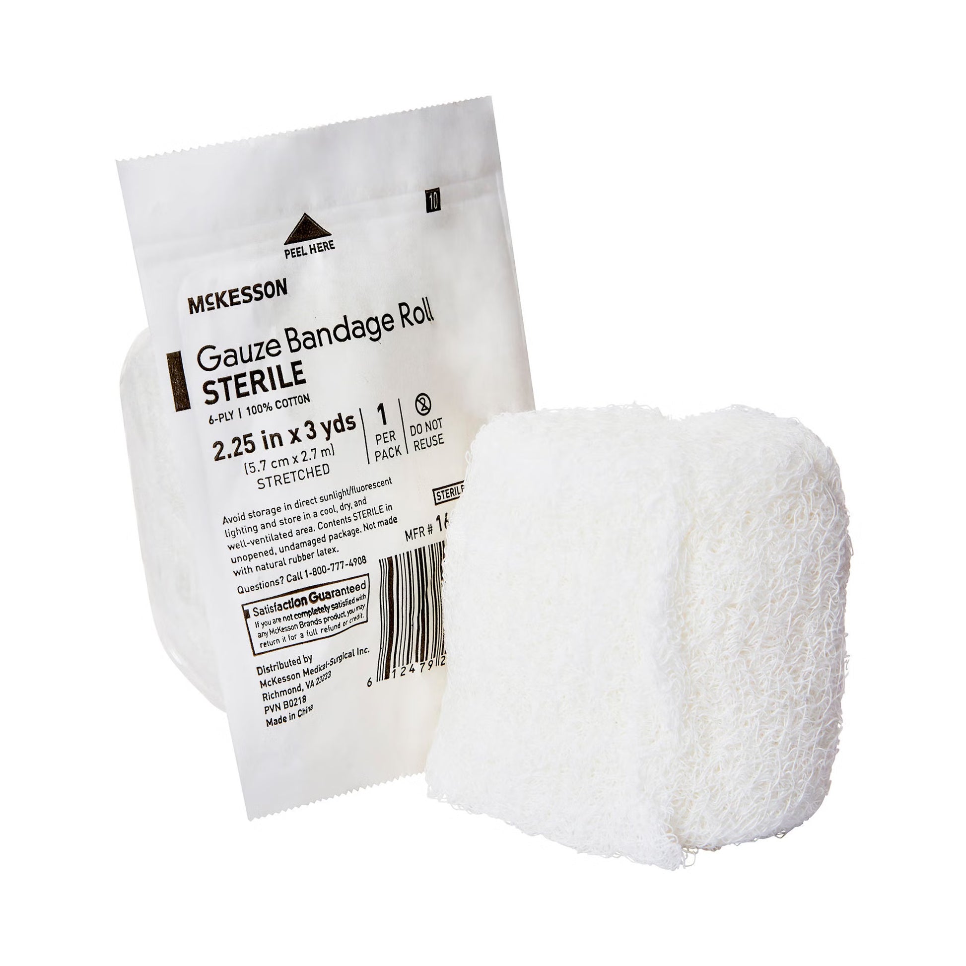 McKesson Sterile Fluff Bandage Roll, 2-1/4 Inch x 3 Yard, Six-Ply