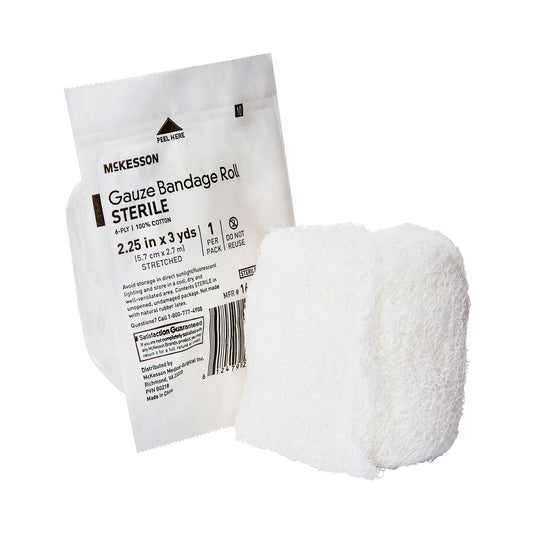 McKesson Sterile Fluff Bandage Roll, 2-1/4 Inch x 3 Yard, Six-Ply