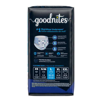 GoodNites® Night Time Underwear, Large for Boys weighing 68 – 95 lbs.