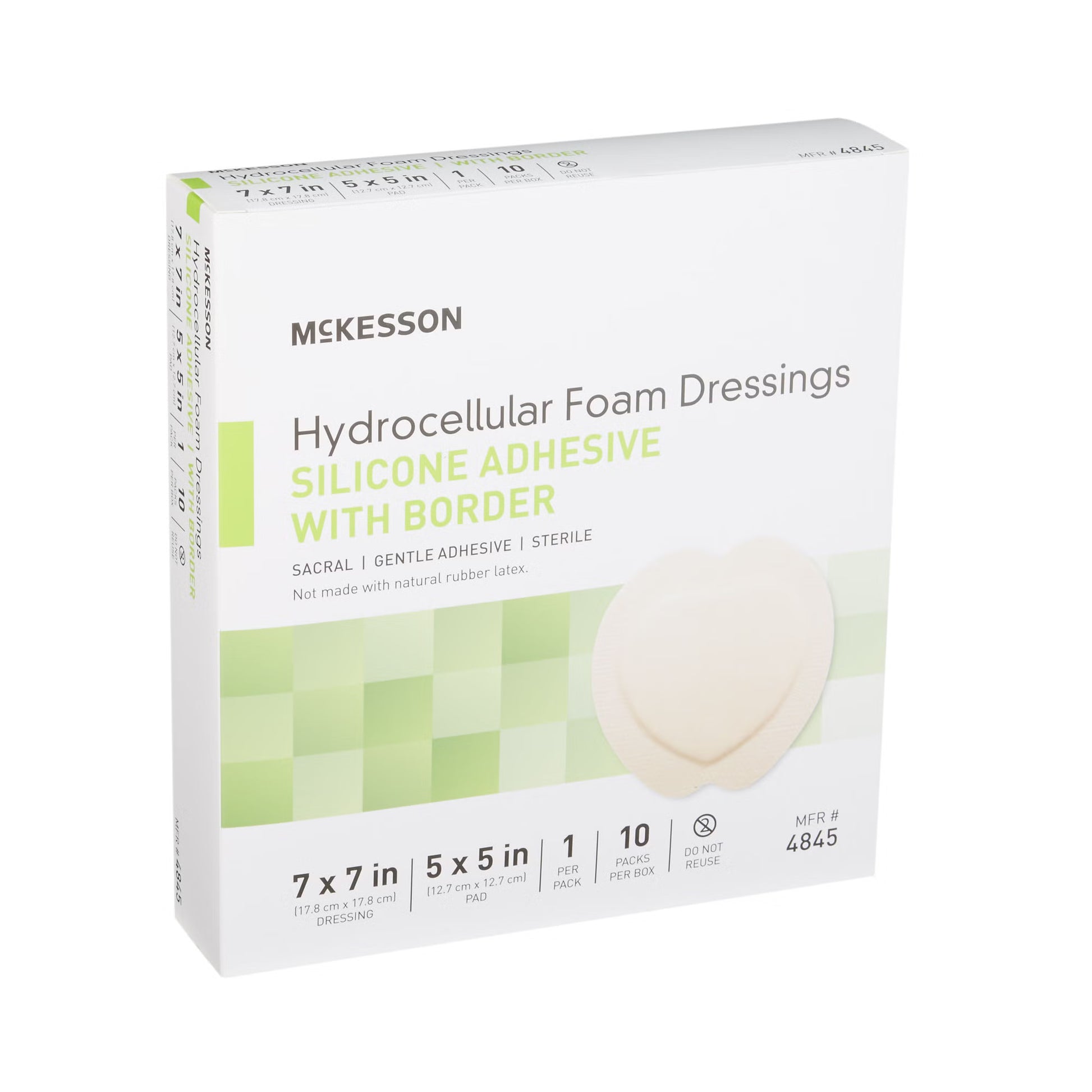 McKesson Silicone Adhesive with Border Silicone Foam Dressing, 7 x 7 Inch Sacral