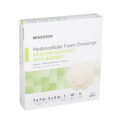 McKesson Silicone Adhesive with Border Silicone Foam Dressing, 7 x 7 Inch Sacral