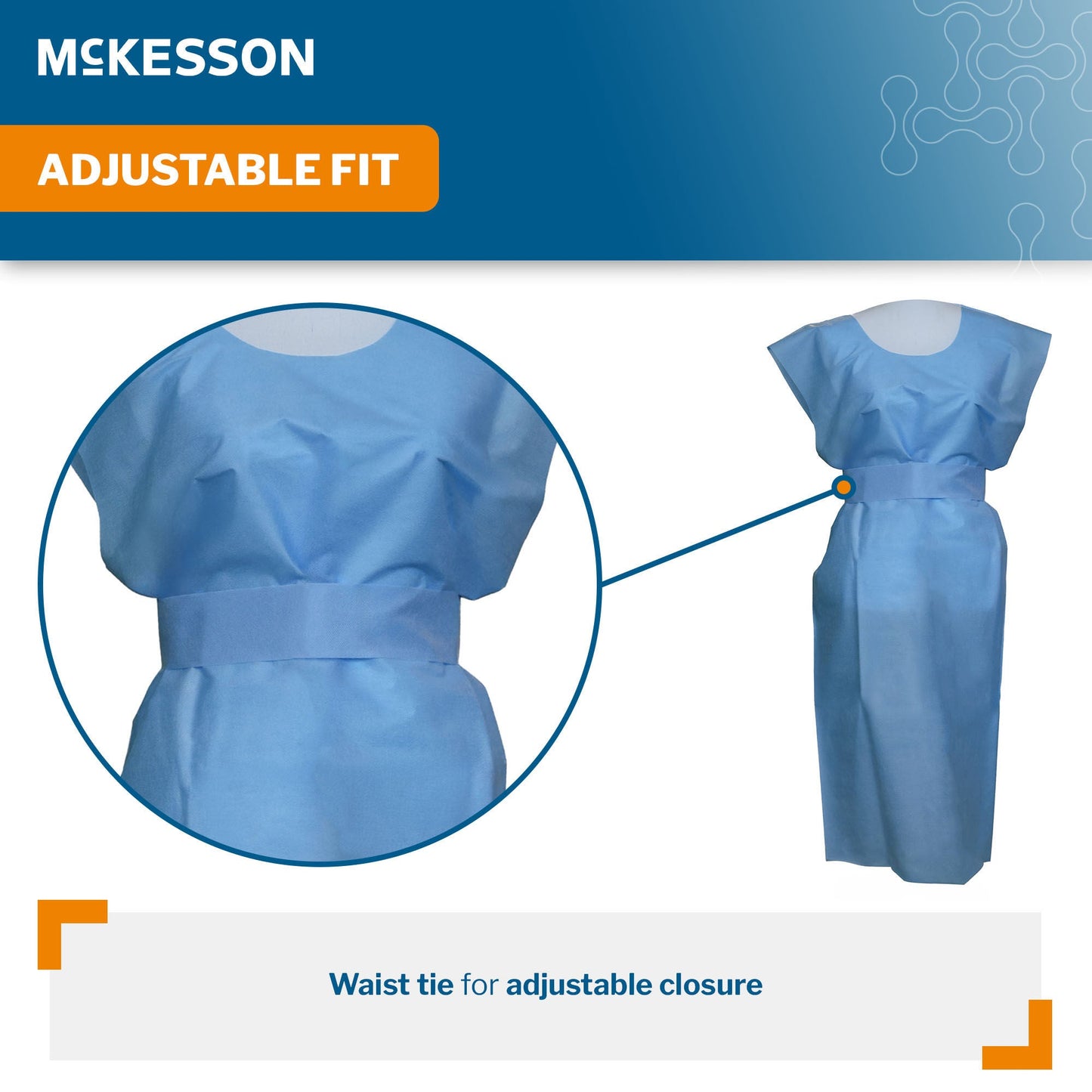 McKesson SMS Fluid Resistant Exam Gown, One Size Fits Most