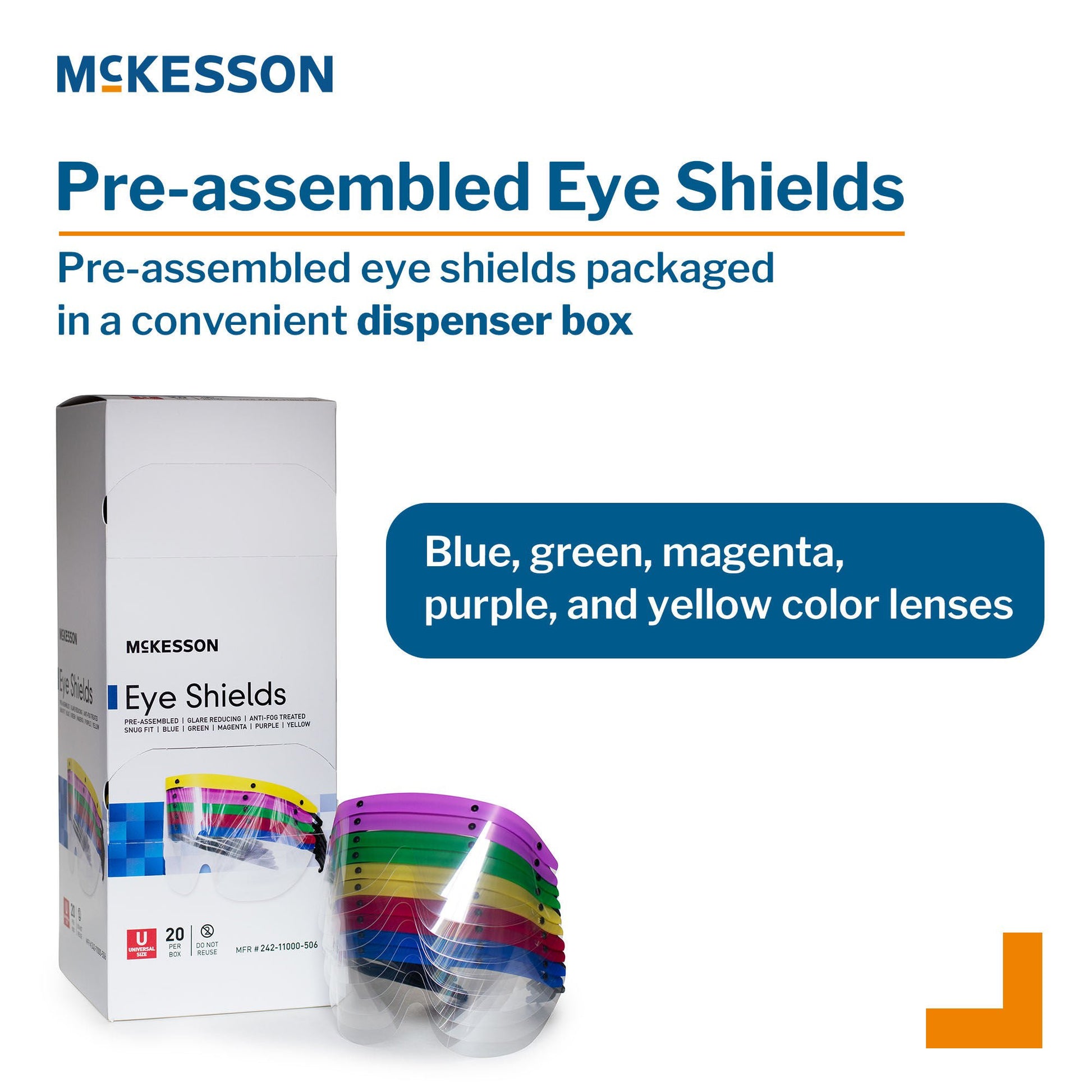 Eye Shield with Dispenser McKesson Pre-Assembled Anti-fog / Anti-glare / Anti-static Coating Clear Tint Plastic Film Lens Black Frame Over Ear One Size Fits Most