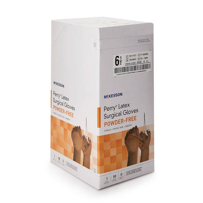 McKesson Perry® Latex Surgical Glove, Size 6.5, Brown