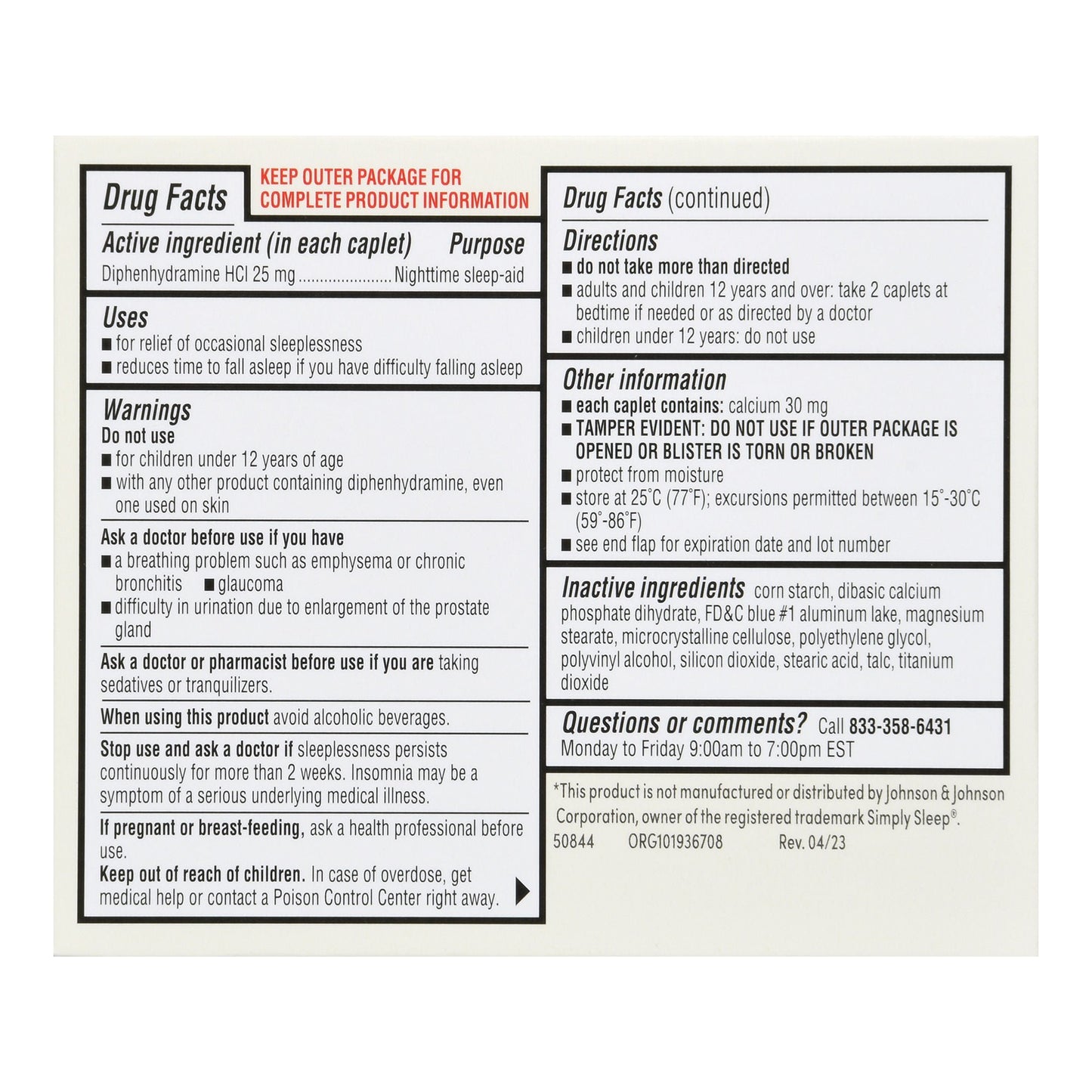 Foster & Thrive™ Nighttime Sleep-Aid Diphenhydramine HCl 25 mg Caplets