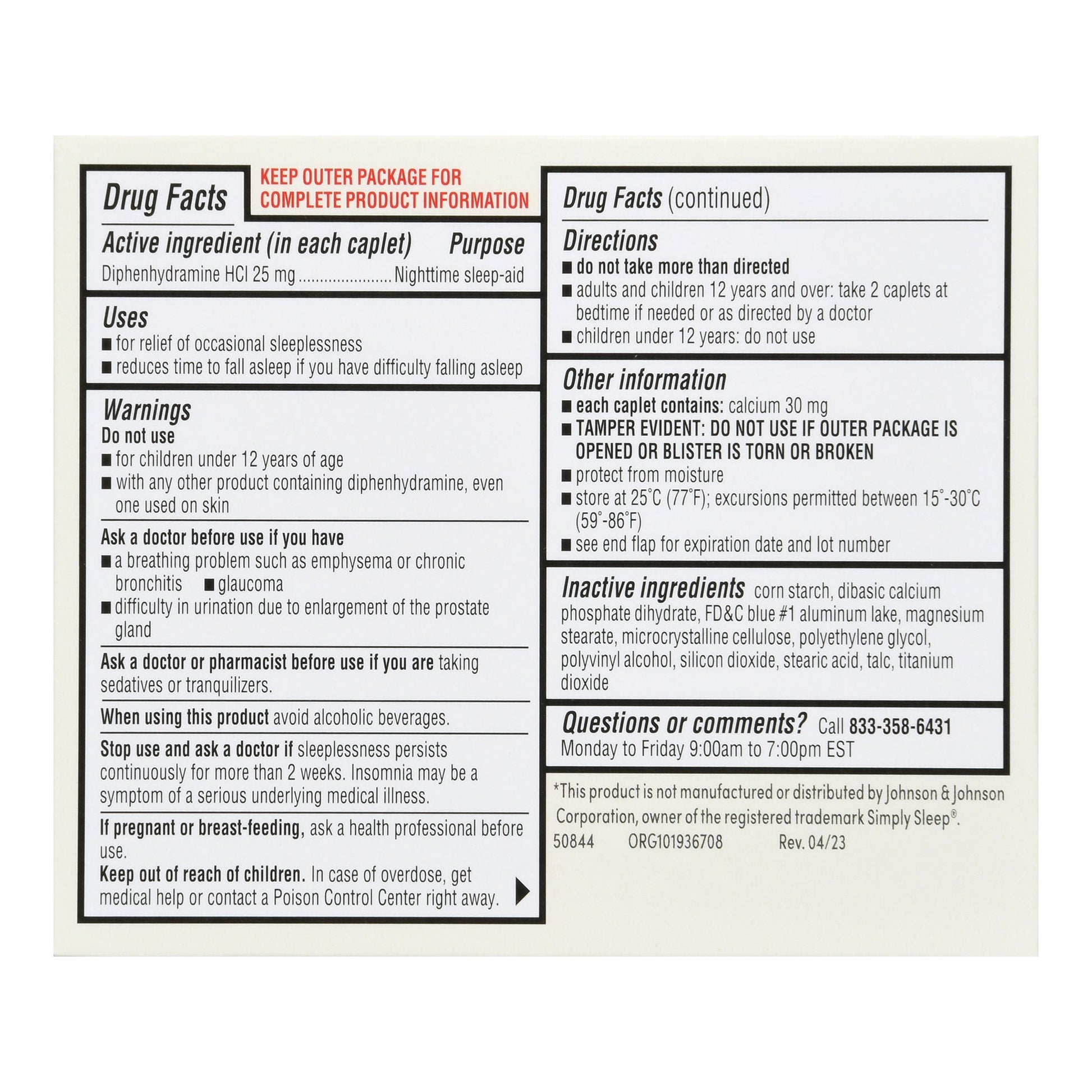 Foster & Thrive™ Nighttime Sleep-Aid Diphenhydramine HCl 25 mg Caplets
