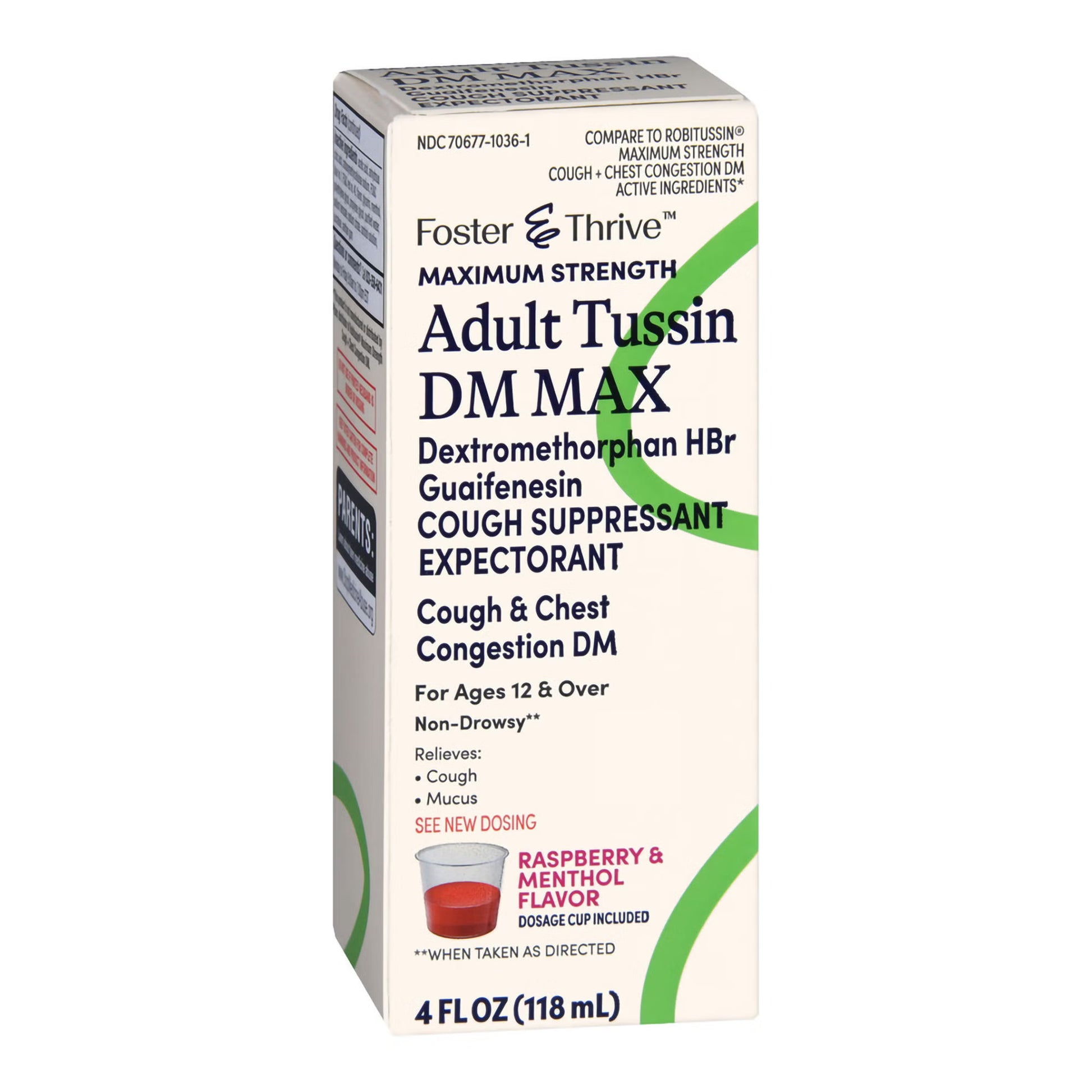 Foster & Thrive™ Adult Tussin DM Max Liquid, Raspberry & Menthol