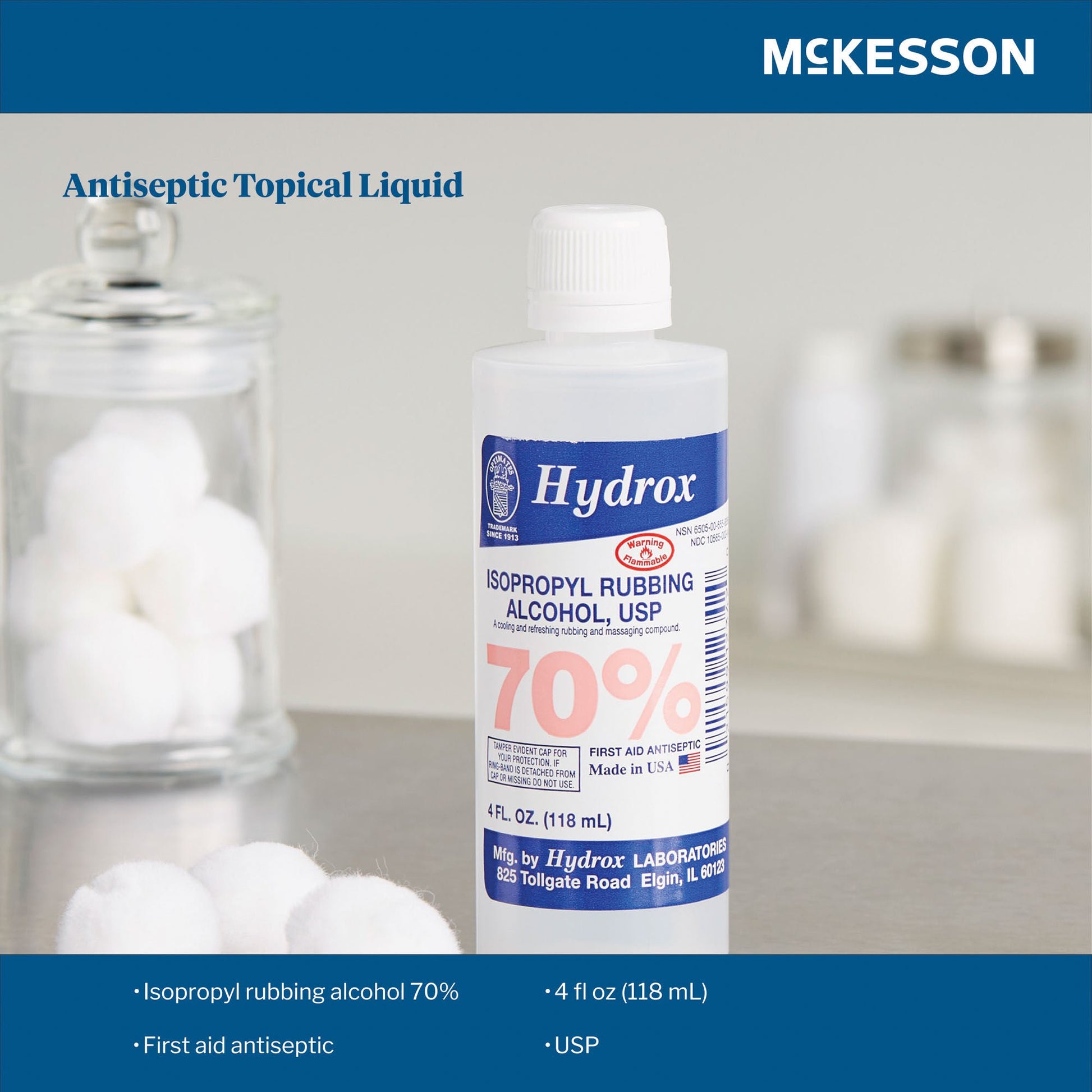 Hydrox Isopropyl Alcohol, 4-ounce Bottle