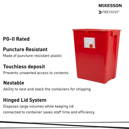 McKesson Prevent® Sharps Container, 12 Gallon, 20-4/5 x 17-3/10 x 13 Inch