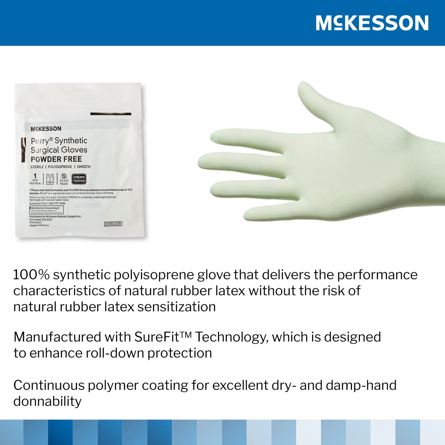 McKesson Perry® Performance Plus Polyisoprene Surgical Glove, Size 6.5, Green