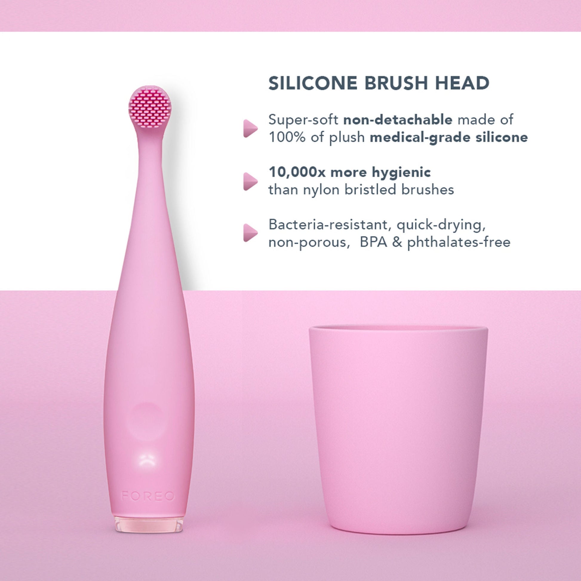 ISSA™ baby Soft Silicone Sonic Toothbrush, Pearl Pink Bunny
