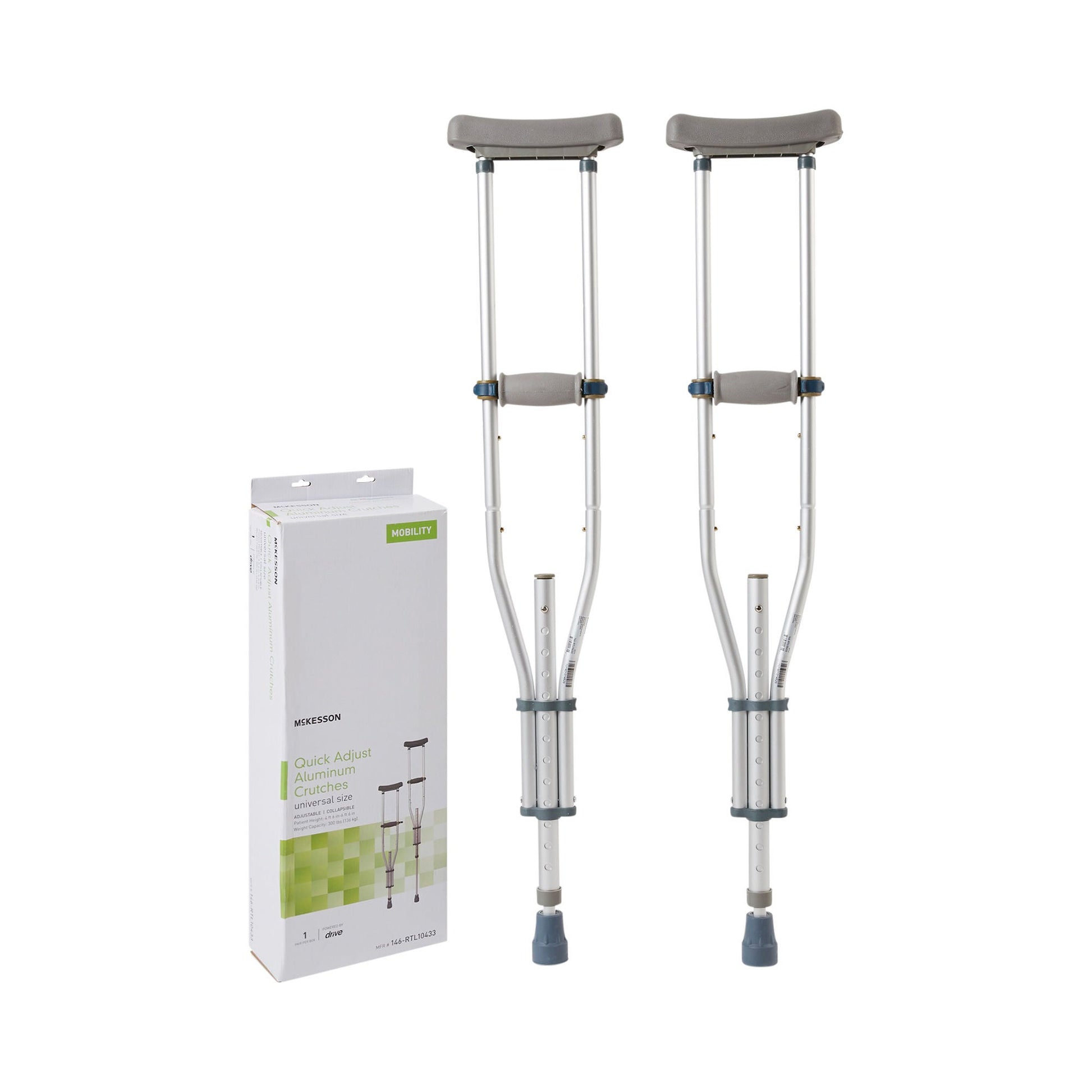 McKesson Underarm Crutches, 4'6" – 6'6"