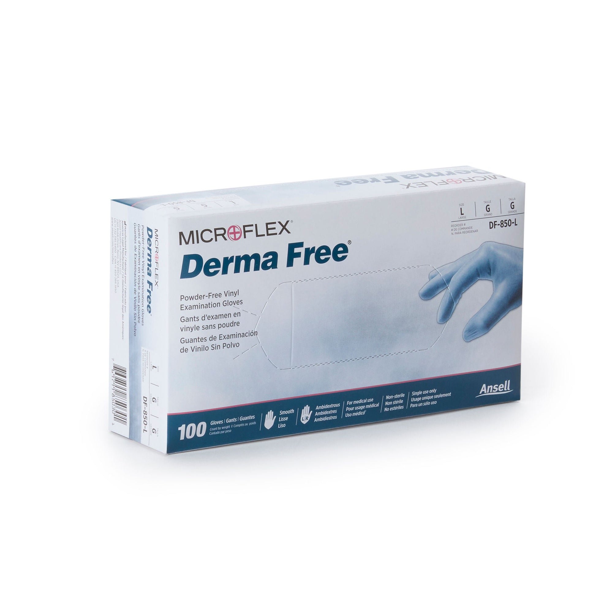Derma Free™ Vinyl Exam Glove, Large, Clear