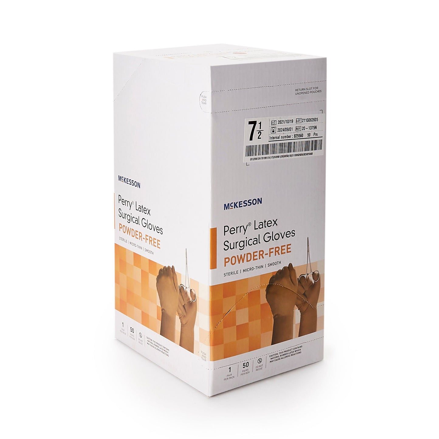 McKesson Perry® Latex Surgical Glove, Size 7.5, Brown