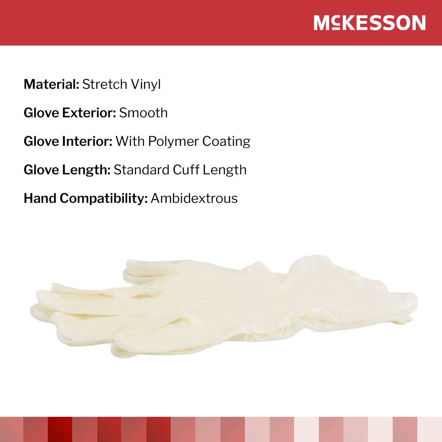 McKesson Stretch Vinyl Exam Glove, Small, Ivory
