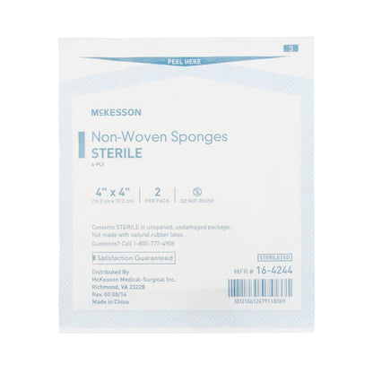 McKesson Sterile Nonwoven Sponge, 4 x 4 Inch, Four Ply