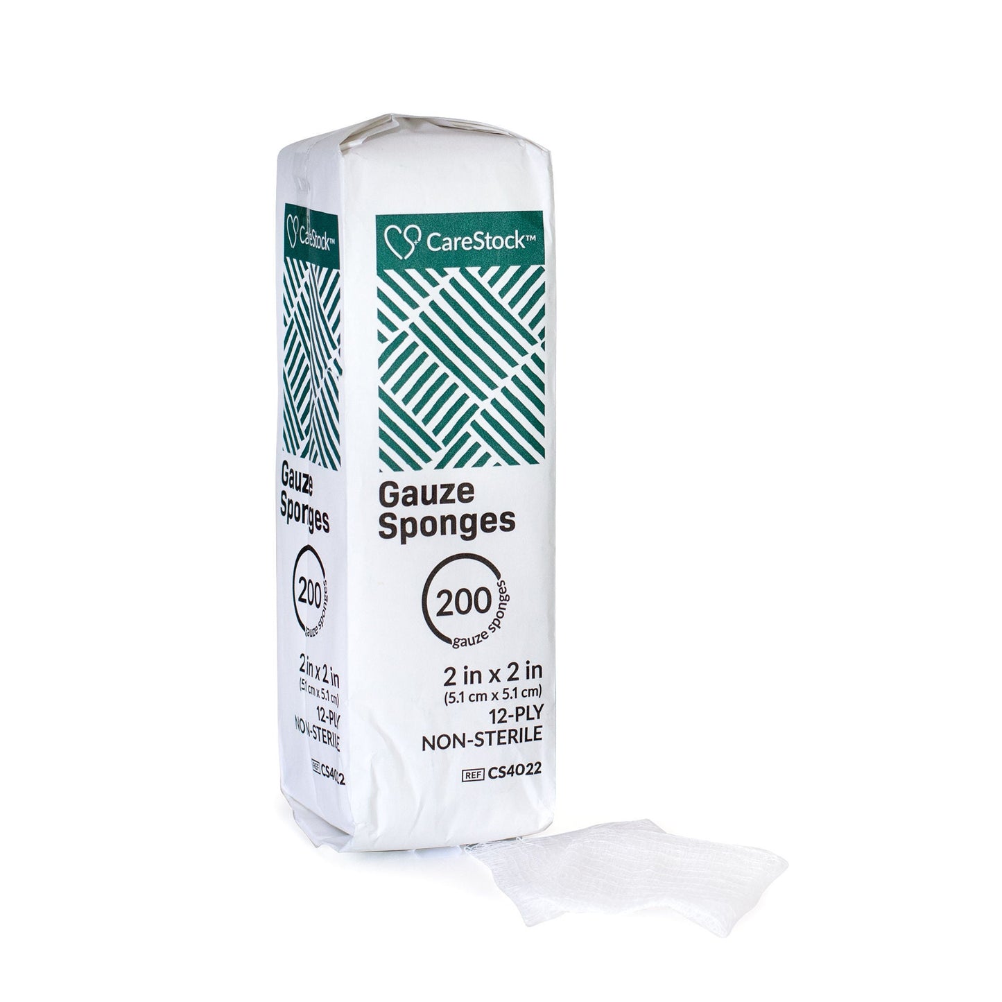 CareStock™ Gauze Sponge, 2 x 2 in. 12-Ply, Medical-Grade Cotton Wound Dressing