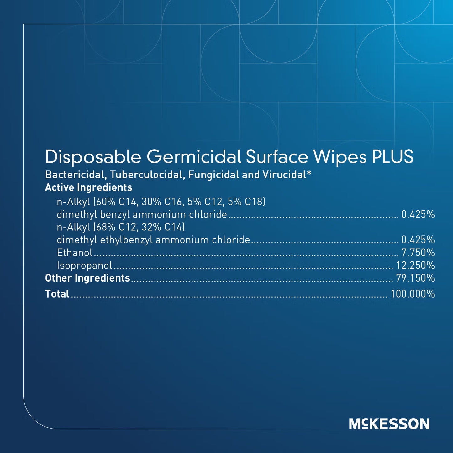 McKesson Premoistened Germicidal Wipe Surface Disinfectant Cleaner 6 x 6.75 Inch