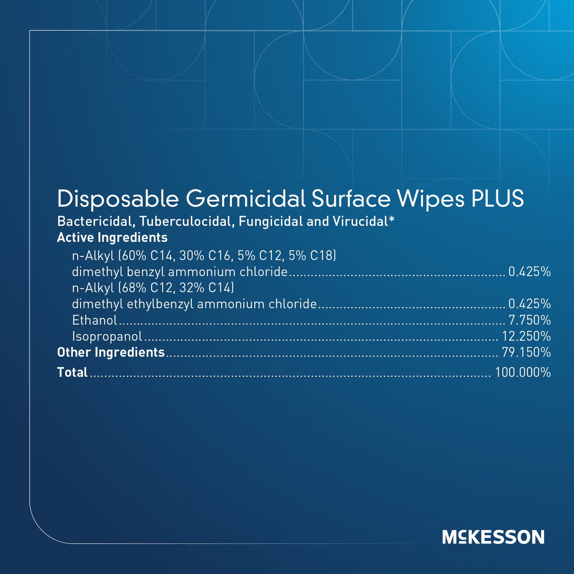 McKesson Premoistened Germicidal Wipe Surface Disinfectant Cleaner 6 x 6.75 Inch