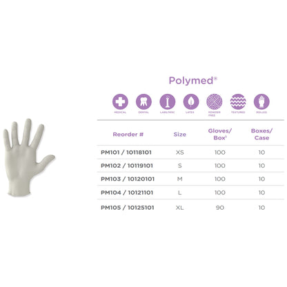 Polymed® Latex Exam Glove, Small, Ivory