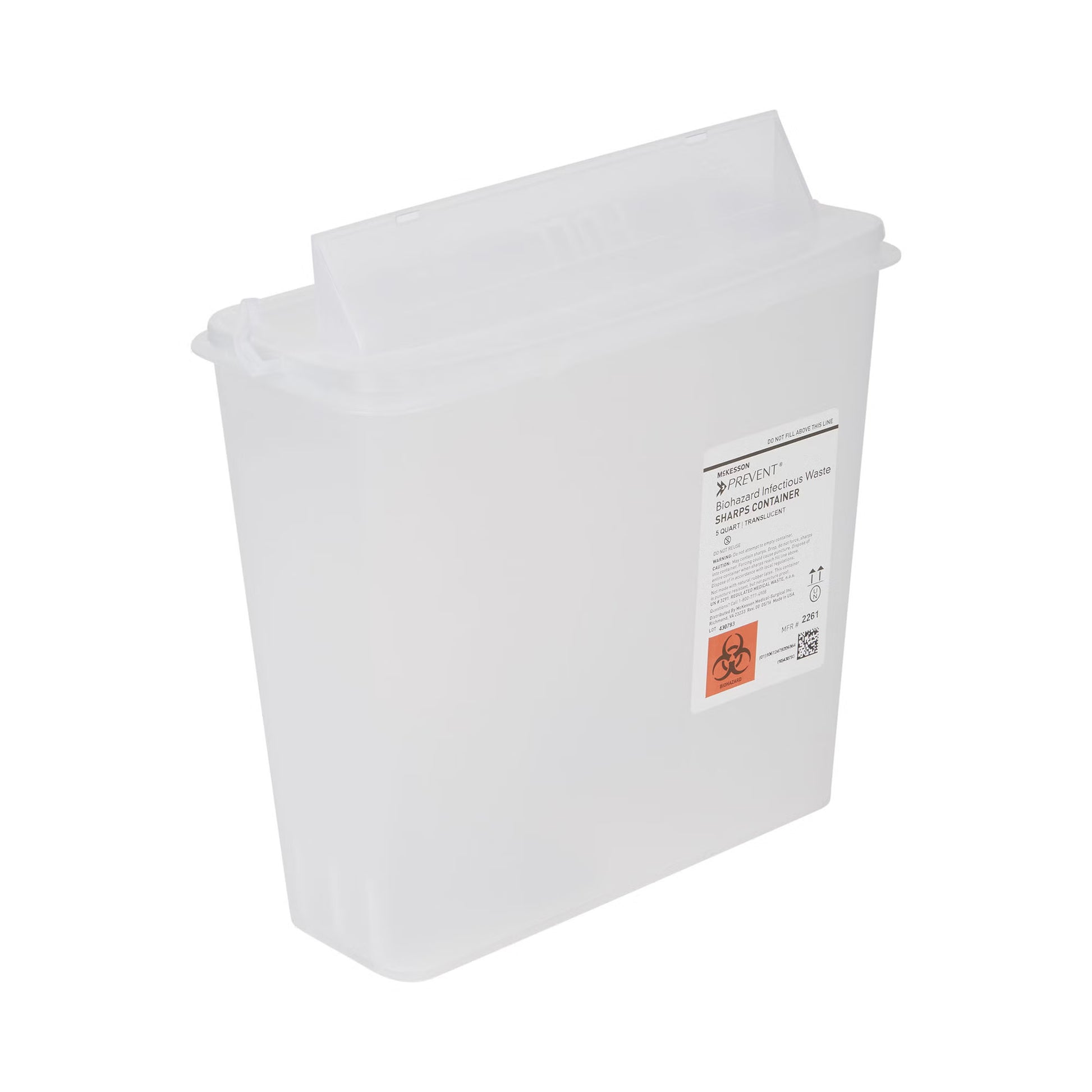 McKesson Prevent® Sharps Container, 1-1/4 Gallon, 10-3/4 x 10-1/2 x 4-3/4 Inch