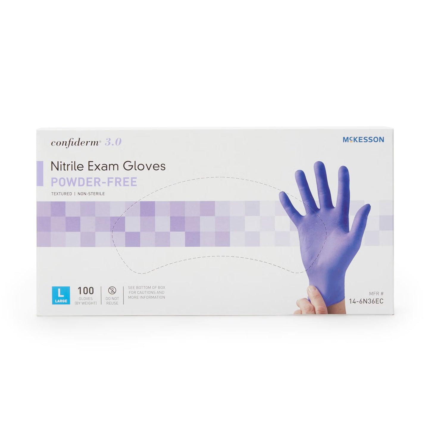 McKesson Confiderm® 3.0 Nitrile Exam Glove, Large, Blue