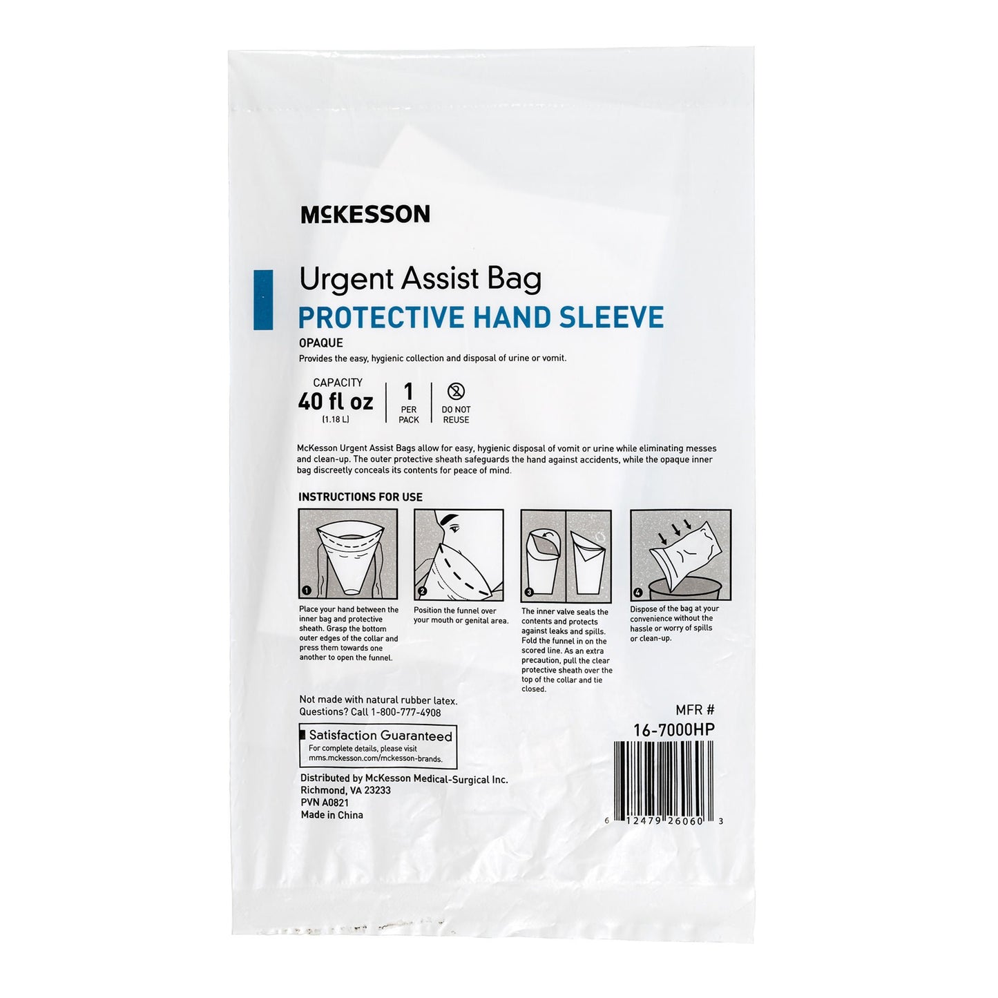 McKesson Urgent Assist/Emesis Bag with Protective Hand Sleeve