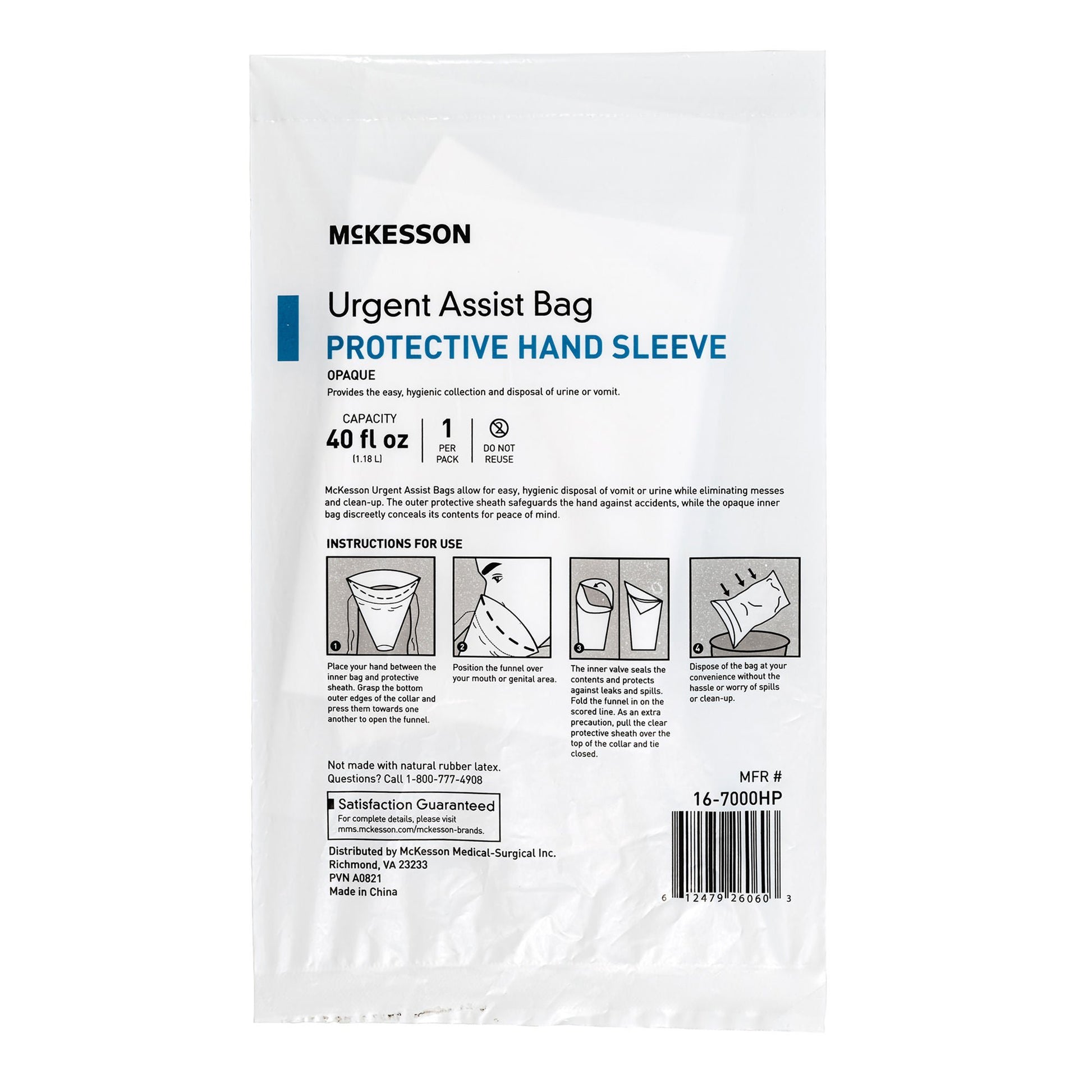 McKesson Urgent Assist/Emesis Bag with Protective Hand Sleeve
