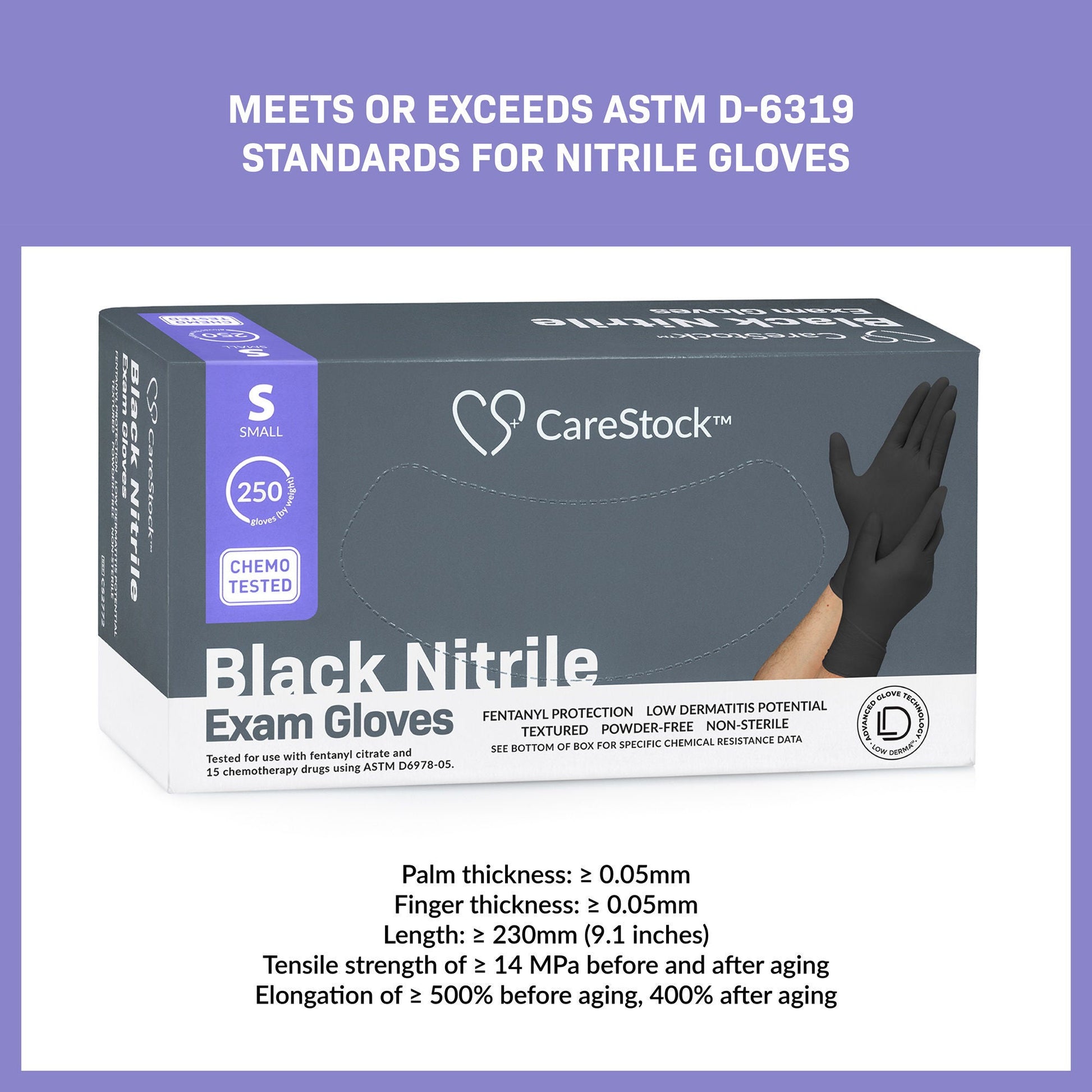 CareStock™ Nitrile Exam Glove, Small, Black